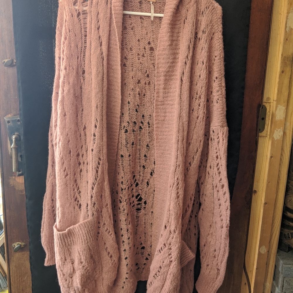 Free people lemon drop cardigan in dusty rose